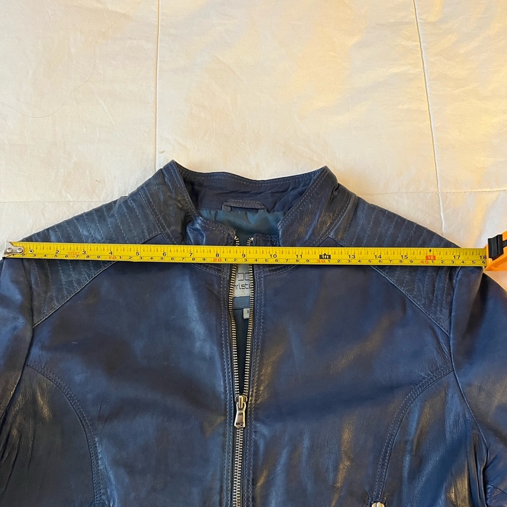 Leather BOD & Christensen Quilted Moto Jacket in Blue - Picture 4 of 9